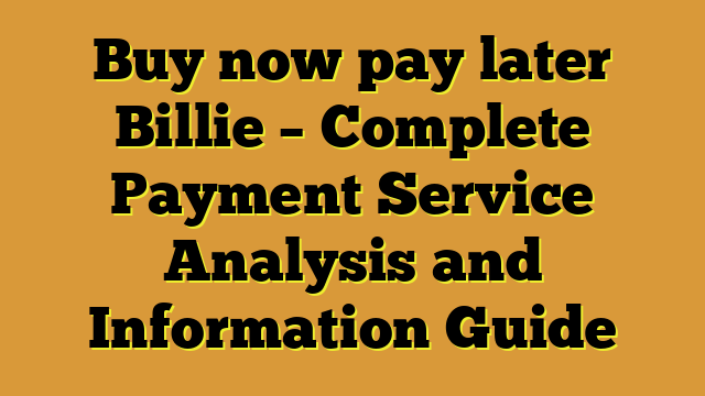 Buy now pay later Billie – Complete Payment Service Analysis and Information Guide